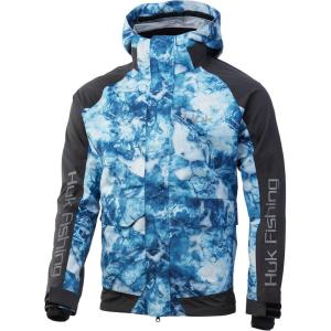 imageHUK Mens Tournament Wind ampamp Water Proof Rain JacketMossy Oak Hydro Blue Shark