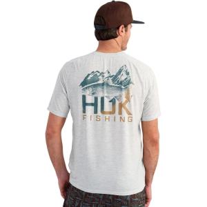 imageHUK Mens Drift Short Sleeve Lightweight Jersey Crew Performance Fishing Shirt with UPF Sun ProtectionHarbor Mist Heather