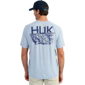 imageHUK Mens Drift Short Sleeve Lightweight Jersey Crew Performance Fishing Shirt with UPF Sun ProtectionWind Surfer Heather