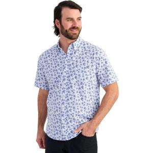 imageHUK Mens Kona Pattern Short Sleeve Fishing Button Down ShirtKc  White 40