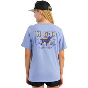imageHUK Boys Short Sleeve Performance Tee Kids Fishing TShirtLab Patch  Lightning Sky
