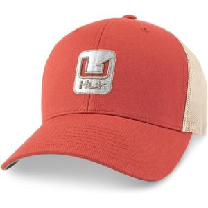 imageHUK Trucker AntiGlare Snapback Fishing Hat for MenWashed Red