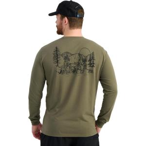 imageHUK Mens Tee Comfortable Performance Fishing Long Sleeve TShirt with Chest PocketLodge  Moss