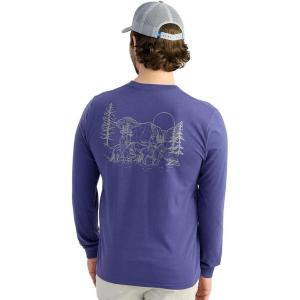 imageHUK Mens Tee Comfortable Performance Fishing Long Sleeve TShirt with Chest PocketLodge  Skipper Blue