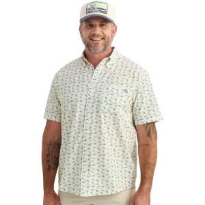 imageHUK Mens Kona Pattern Short Sleeve Fishing Button Down ShirtKc  Egret 20