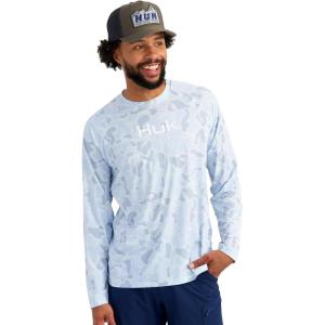 imageHUK Mens Pursuit Lite Crew Lightweight Performance Long Sleeve Shirt with UPF Sun ProtectionSky