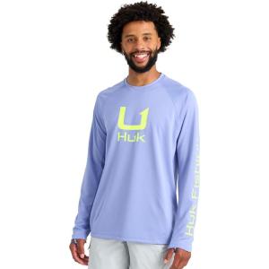 imageHUK Mens Icon Crew LongSleeve Performance Fishing ShirtLightning Sky