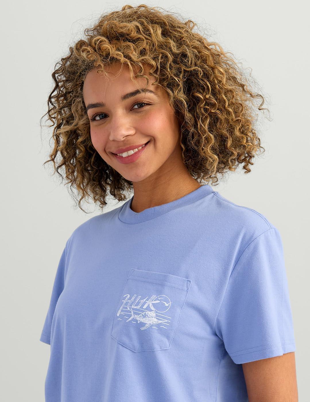 imageHUK Womens Short Sleeve Performance Tee Fishing TShirtCaught Up  Lightning Sky