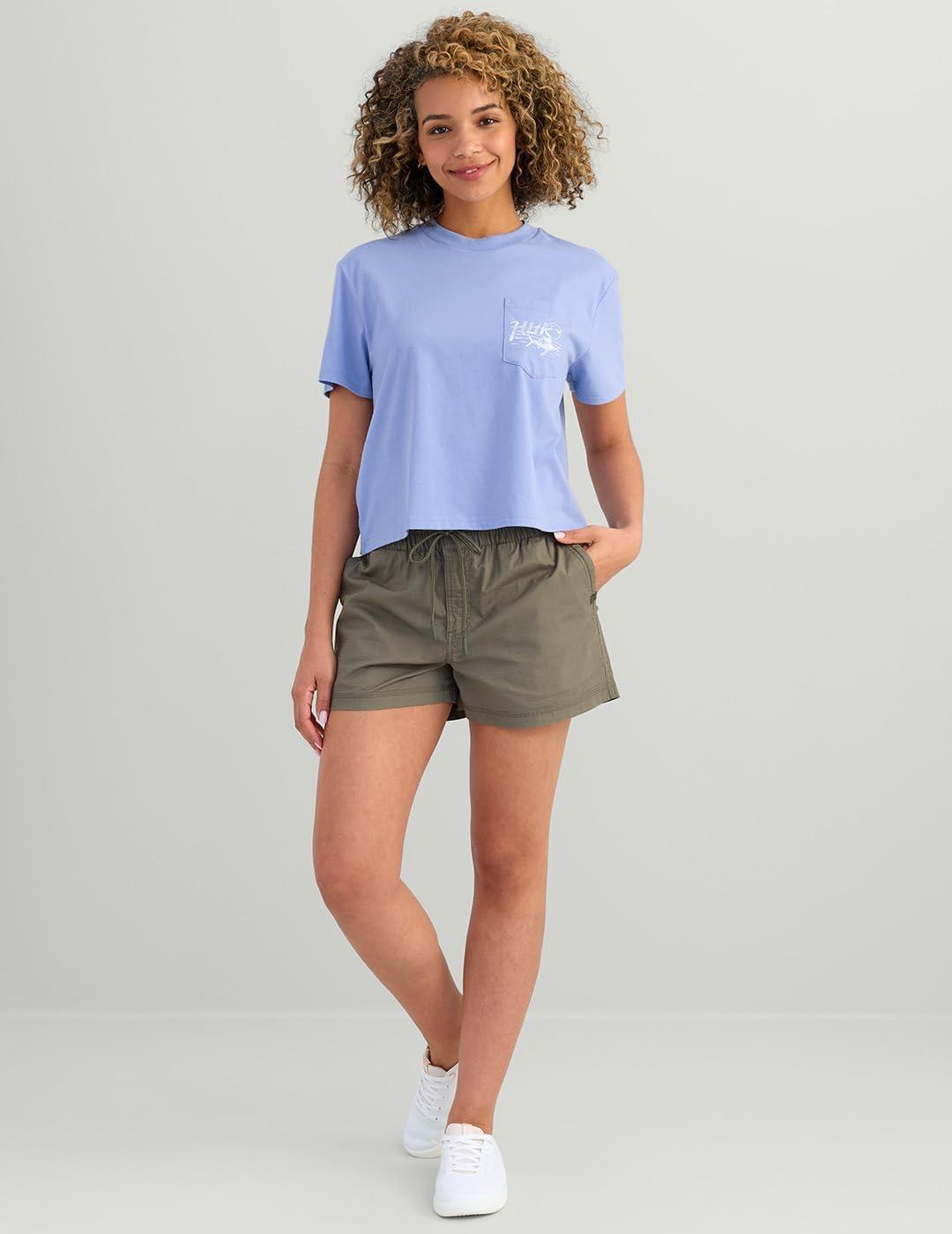 imageHUK Womens Short Sleeve Performance Tee Fishing TShirtCaught Up  Lightning Sky