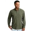 imageHUK Mens Diamond Back Solid Long Sleeve Button Fishing ShirtMoss