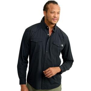 imageHUK Mens Creekbed Solid Long Sleeve Button Fishing ShirtBlack