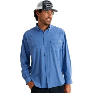 imageHUK Mens Diamond Back Solid Long Sleeve Button Fishing ShirtQuiet Harbor