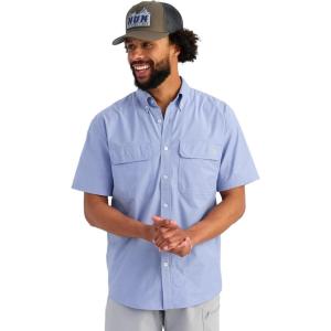imageHUK Mens Next Level Solid Short Sleeve Fishing Button Down ShirtLightning Sky
