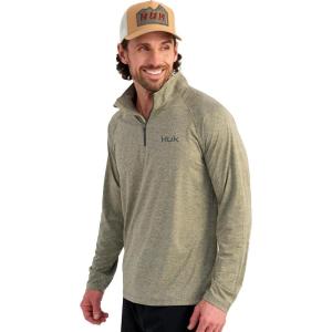 imageHUK Mens Pursuit Lite 14 Zip Lightweight Performance Long Sleeve Pullover with UPF Sun ProtectionHeather Moss