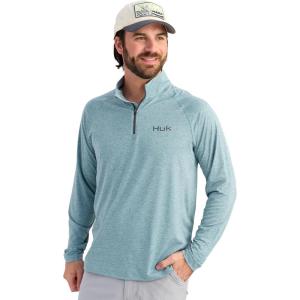 imageHUK Mens Pursuit Lite 14 Zip Lightweight Performance Long Sleeve Pullover with UPF Sun ProtectionSilver Blue Heather