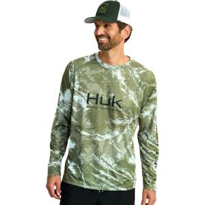 imageHUK Mens Pursuit Pattern Crew Sleeve Performance ShirtMo Stormwater Freshwater