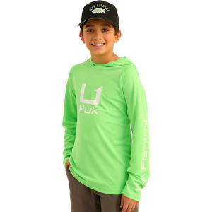 imageHUK Boys Icon Hoodie Fishing Shirt with Sun Protection for KidsSummer Green