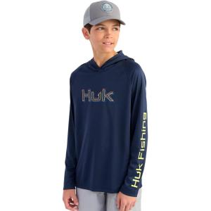 imageHUK Boys Pursuit Long Sleeve Graphic Hoodie Lightweight UPF Sun Protection QuickDrying Fishing ShirtNaval Academy