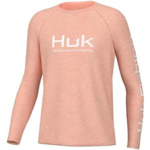 imageHUK Boys Pursuit Pattern Long Sleeve Fishing Shirt for KidsHeather  Peach Nectar