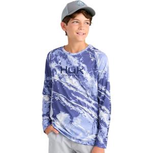 imageHUK Boys Pursuit Pattern Long Sleeve Fishing Shirt for KidsSkipper Blue