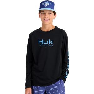 imageHUK Boys Pursuit Solid Long Sleeve Fishing Shirt for KidsBlack