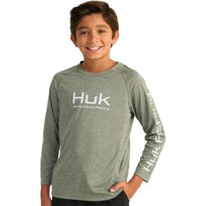 imageHUK Boys Pursuit Solid Long Sleeve Fishing Shirt for KidsHeather Moss