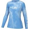 imageHUK Womens Pursuit Pattern Long Sleeve Sun Protecting Fishing ShirtBrackish Rock  Azure Blue