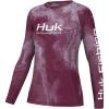imageHUK Womens Pursuit Pattern Long Sleeve Sun Protecting Fishing ShirtBrackish Rock  Maroon
