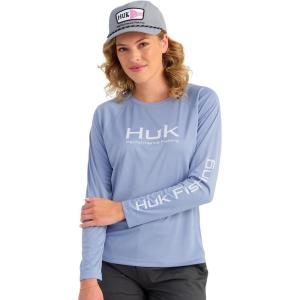 imageHUK Womens Pursuit Long Sleeve Performance Shirt  Sun Protection Lightning Sky