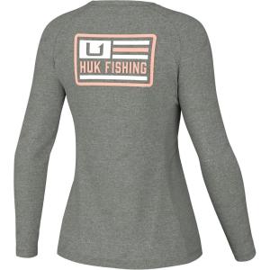imageHUK Womens Pursuit Pattern Long Sleeve Sun Protecting Fishing ShirtHuk Farm  Heather Moss