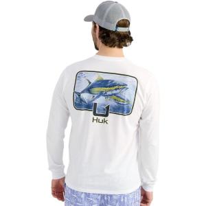 imageHUK Mens Kc Scott Tee Comfortable Performance Fishing Long Sleeve TShirt with Chest PocketArt Series  White