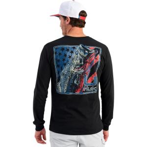 imageHUK Mens Kc Scott Tee Comfortable Performance Fishing Long Sleeve TShirt with Chest PocketFreshwater  Black