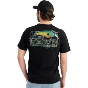 imageHUK Mens Kc Scott Tee Comfortable Performance Fishing Short Sleeve TShirt with Chest PocketLures  Black