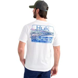 imageHUK Mens Kc Scott Tee Comfortable Performance Fishing Short Sleeve TShirt with Chest PocketLures  White