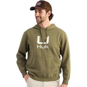 imageHUK Cotton Fleece Hoodie Soft Warm Comfortable Hooded Sweatshirt Pullover for MenMoss