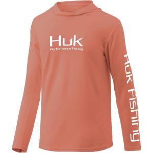 imageHUK UnisexChild Icon X Hoodie  Kids LongSleeve Shirt with Sun ProtectionFusion Coral