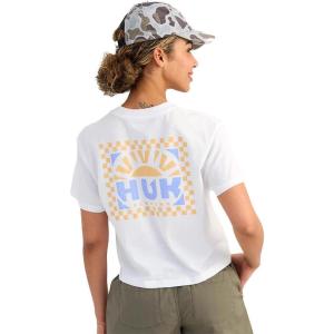 image:imageHUK Womens Pocket Tee Comfortable Performance Fishing Short Sleeve TShirt with Chest Pocket for WomenRising Sun  White