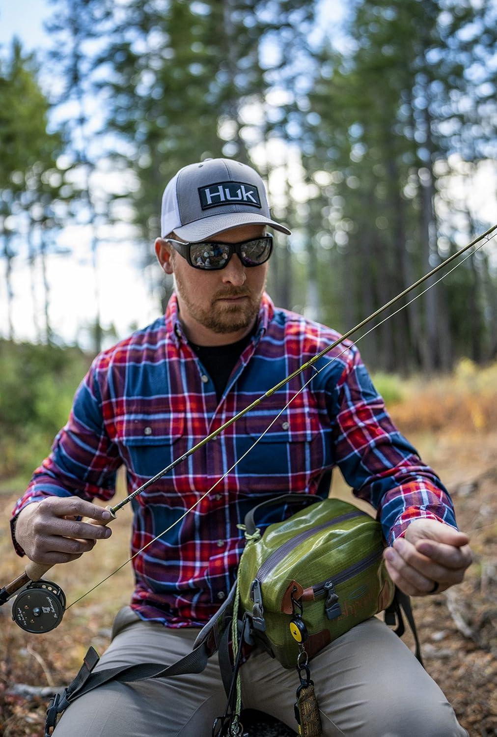HUK Maverick Fishing Flannel Shirt | Performance Button Down(Blood Red ...