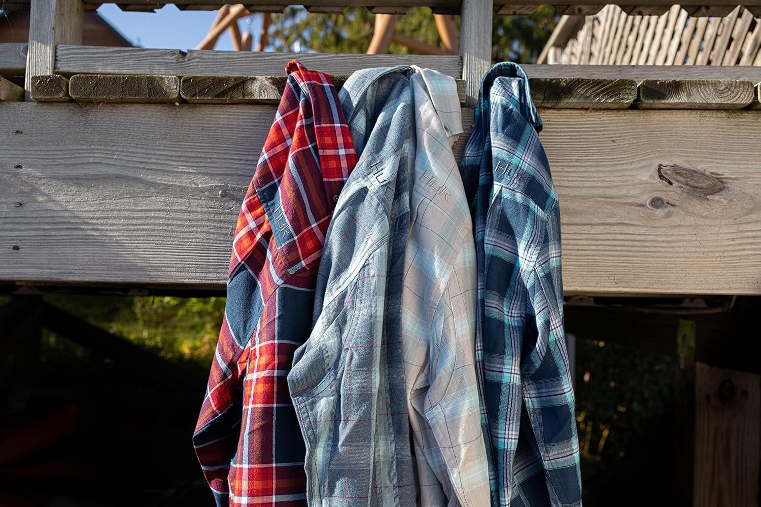 HUK Maverick Fishing Flannel Shirt | Performance Button Down(Blood Red ...