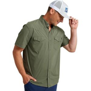 image:imageHUK Mens Diamond Back Solid Short Sleeve Button Down Shirt Fishing Shirt for MenMoss