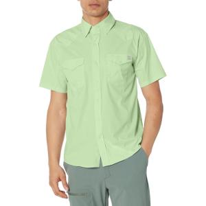 image:imageHUK Mens Diamond Back Solid Short Sleeve Button Down Shirt Fishing Shirt for MenPatina