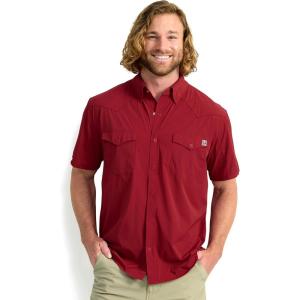 image:imageHUK Mens Diamond Back Solid Short Sleeve Button Down Shirt Fishing Shirt for MenScarlet Blaze