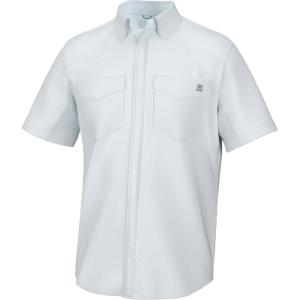 image:imageHUK Mens Diamond Back Solid Short Sleeve Button Down Shirt Fishing Shirt for MenWhite