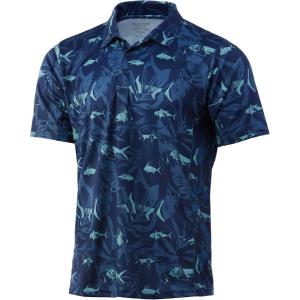 image:imageHUK Mens Icon X Polo  Fishing Shirt with 50 UPF Sun ProtectionOcean Palm  Sargasso Sea