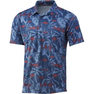 image:imageHUK Mens Icon X Polo  Fishing Shirt with 50 UPF Sun ProtectionOcean Palm  Titanium Blue