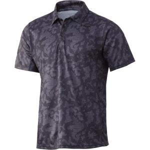 image:imageHUK Mens Icon X Polo  Fishing Shirt with 50 UPF Sun ProtectionRunning Lakes  Volcanic Ash
