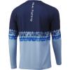 image:imageHUK Mens Pursuit Vented Long Sleeve Shirt30 UPF Fishing ShirtSalt Stripe  Deep Ocean Blue