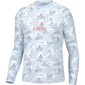 image:imageHUK Mens Pursuit Pattern Long Sleeve Shirt Performance Fishing ShirtFish Bones  Ice Water