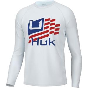 image:imageHUK Mens Pursuit Pattern Long Sleeve Shirt Performance Fishing ShirtHuk Stripes  White