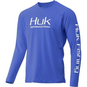 image:imageHUK Mens Pursuit Vented Long Sleeve Shirt30 UPF Fishing ShirtDeep Cobalt
